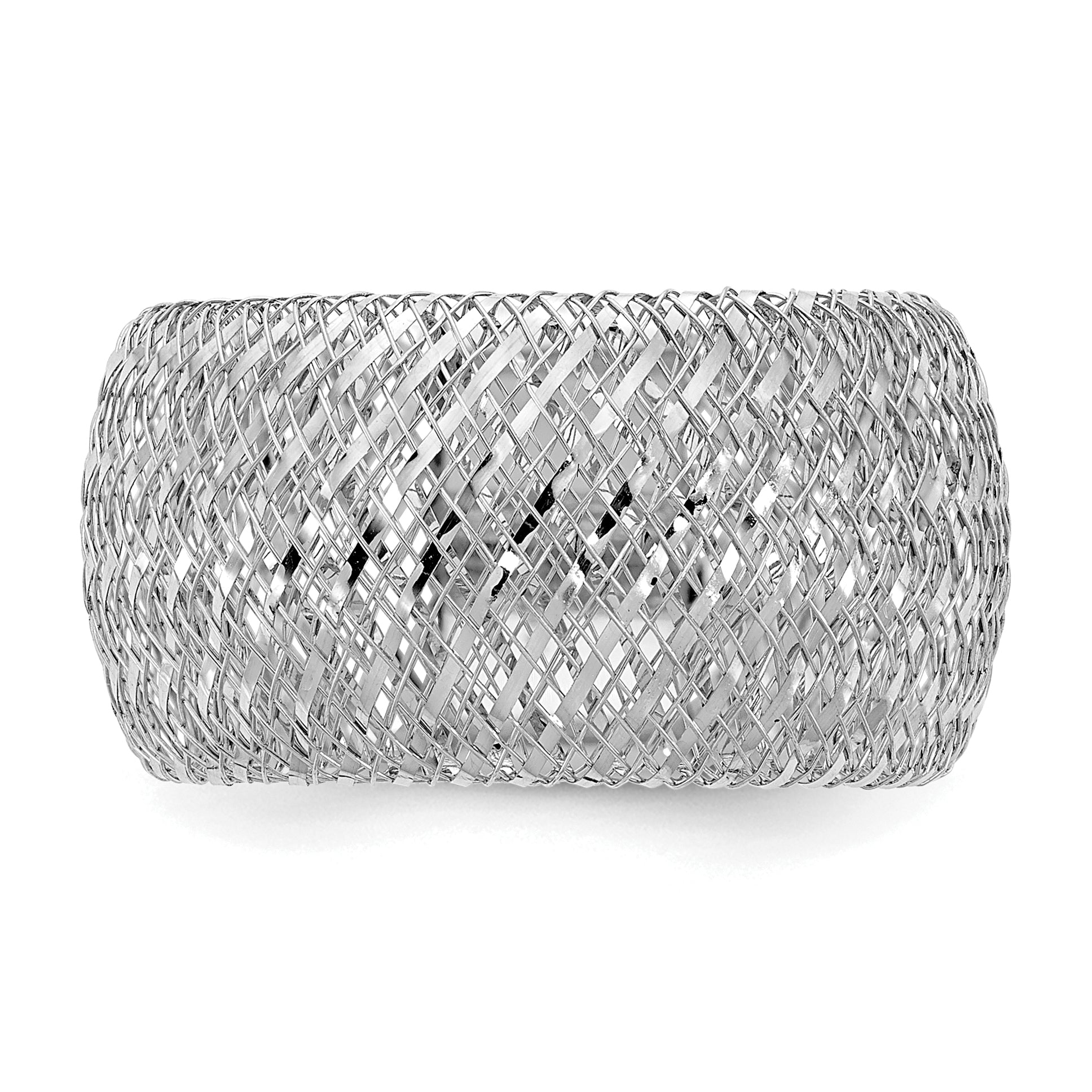 14K with White Rhodium Plating Stretch Ring