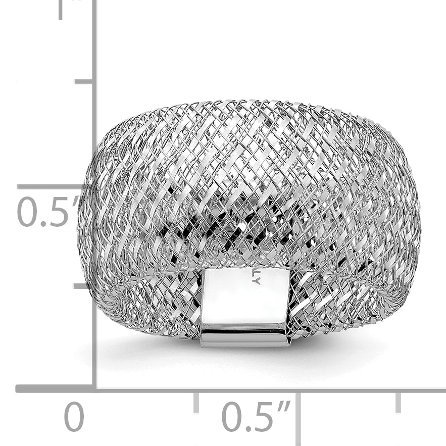 14K with White Rhodium Plating Stretch Ring