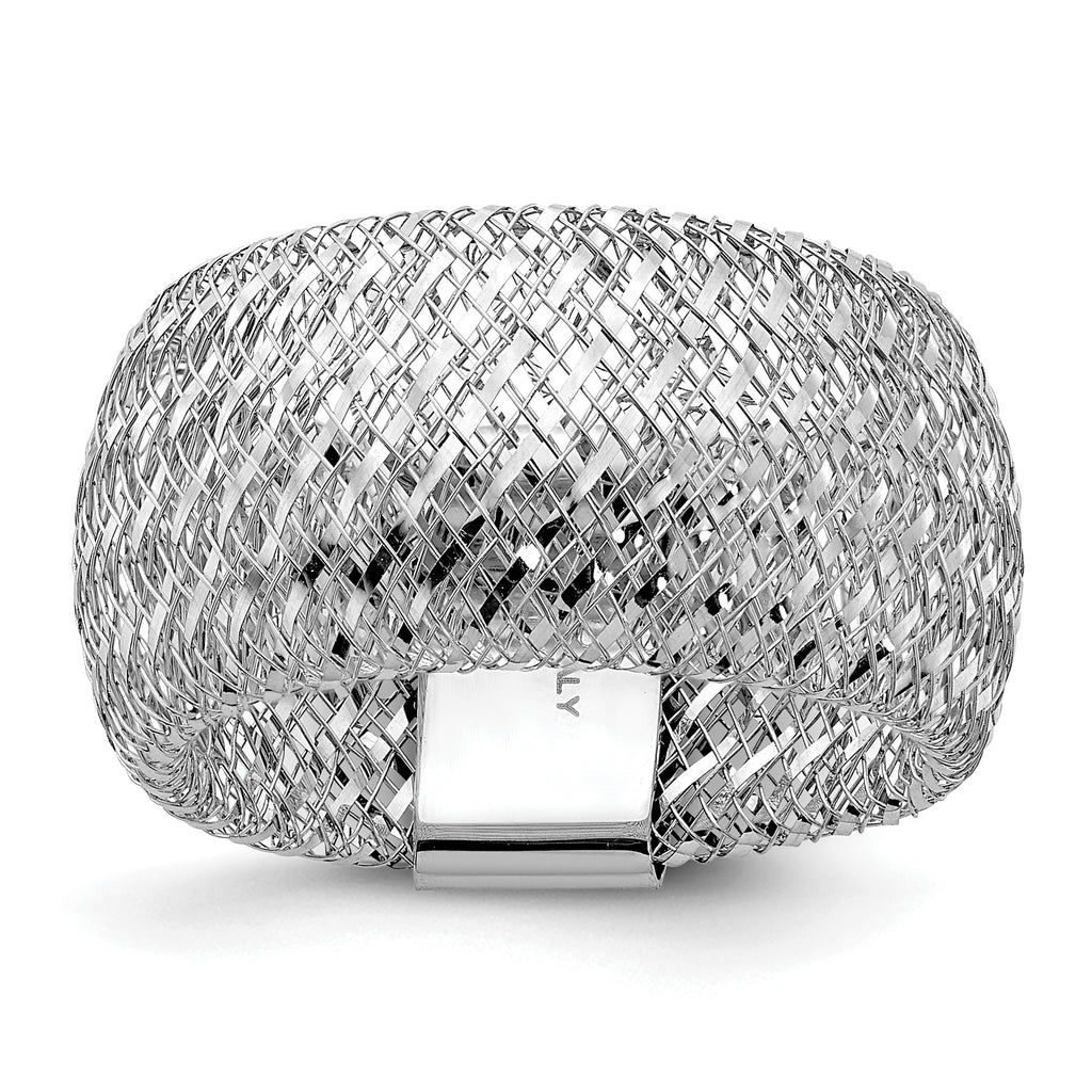 14K with White Rhodium Plating Stretch Ring