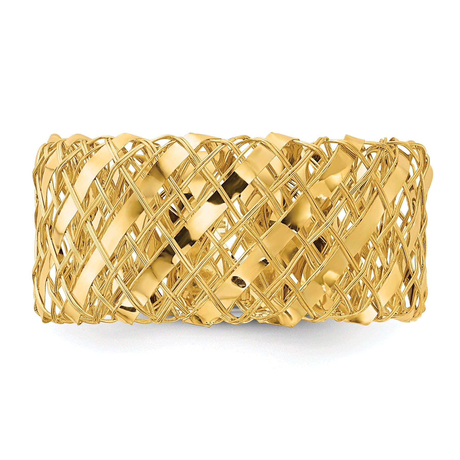 14K Polished Woven Stretch Ring