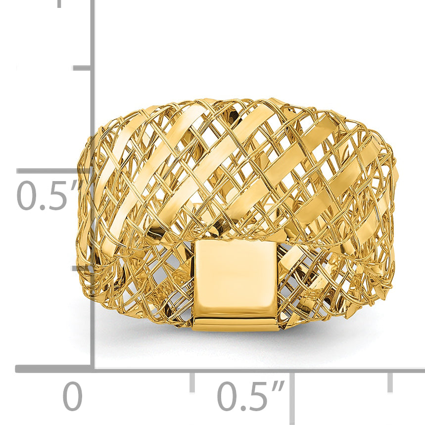 14K Polished Woven Stretch Ring