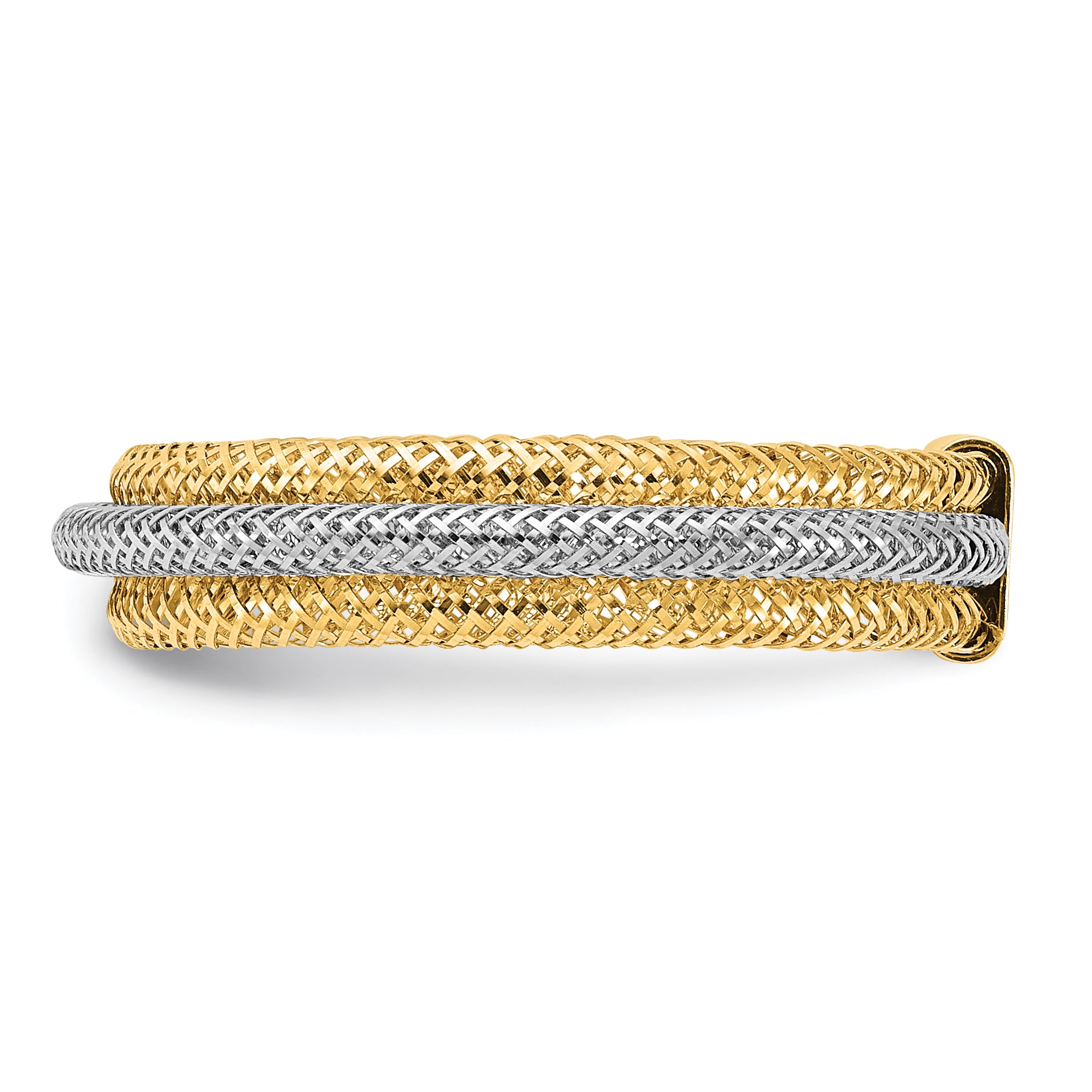14K w/Rhodium Polished/Textured Stretch Ring