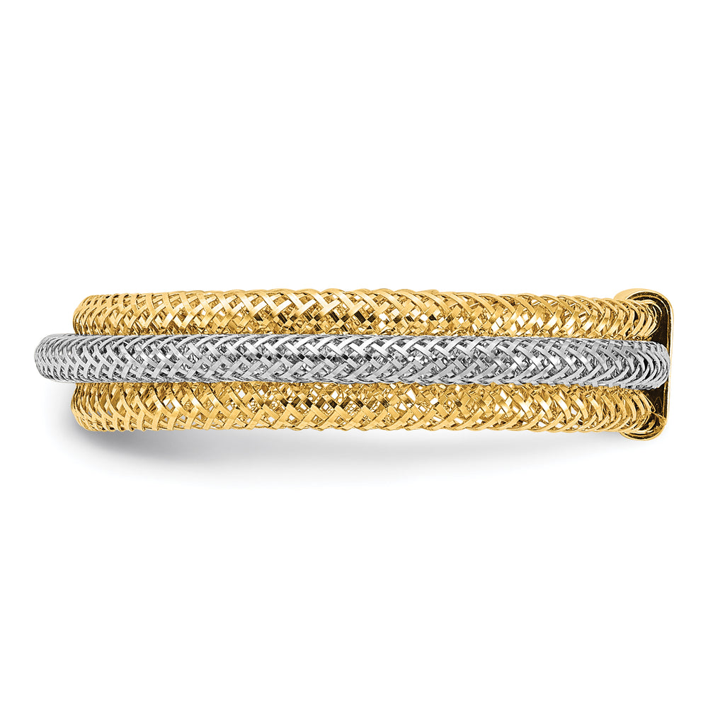 14K w/Rhodium Polished/Textured Stretch Ring