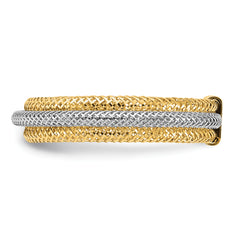 14K w/Rhodium Polished/Textured Stretch Ring