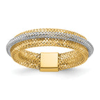 14K w/Rhodium Polished/Textured Stretch Ring