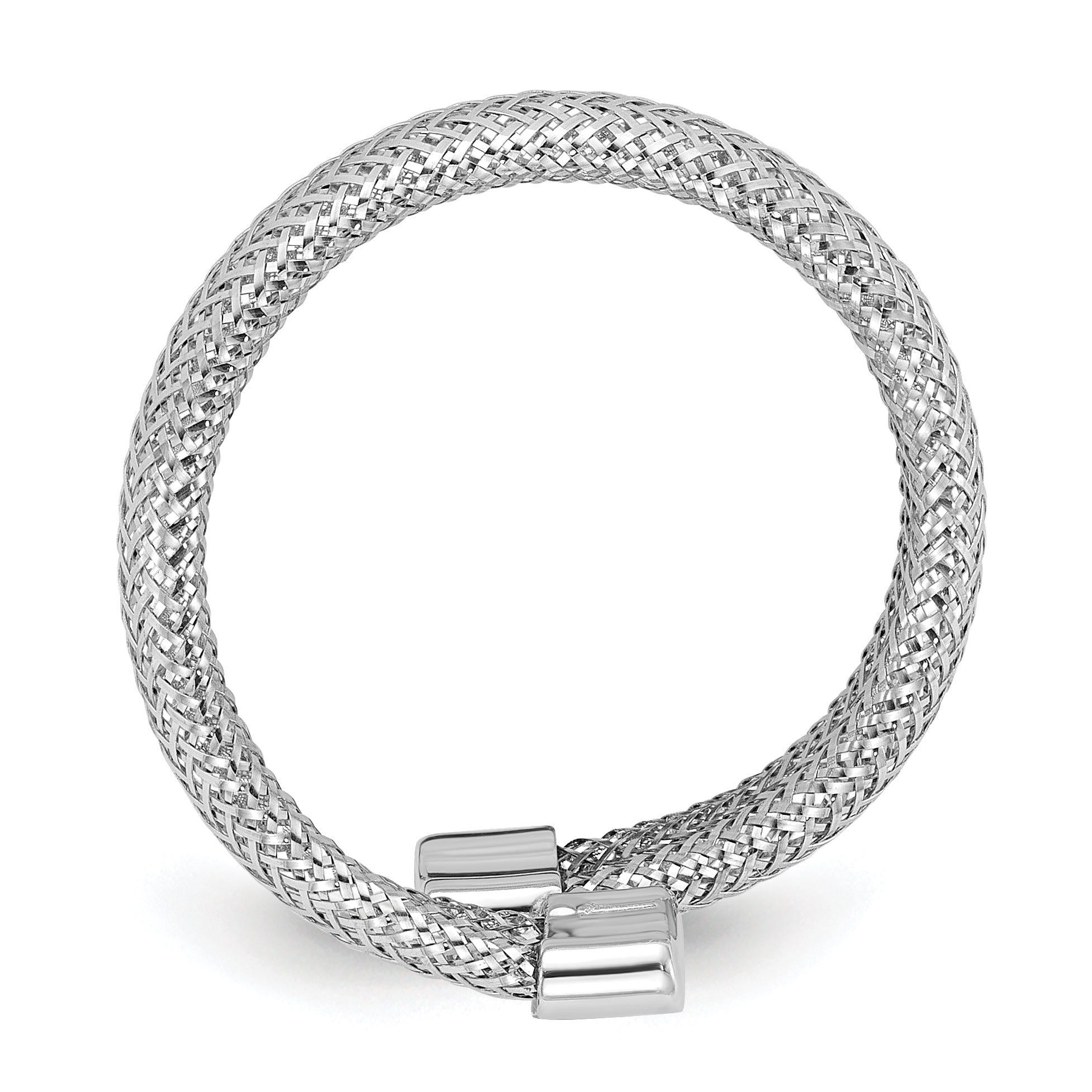 14K w/Rhodium Mesh Bypass Stretch Ring Secondary image