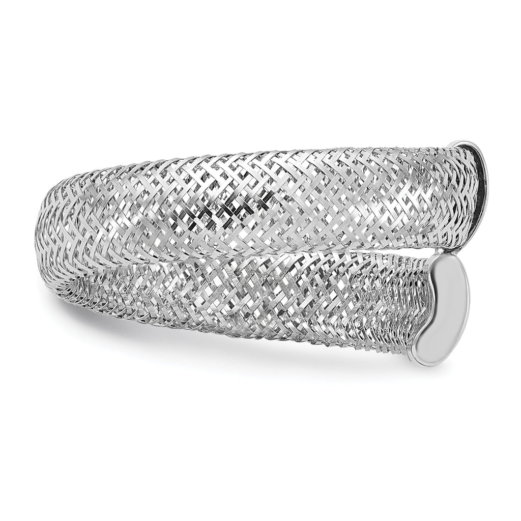 14K w/Rhodium Mesh Bypass Stretch Ring