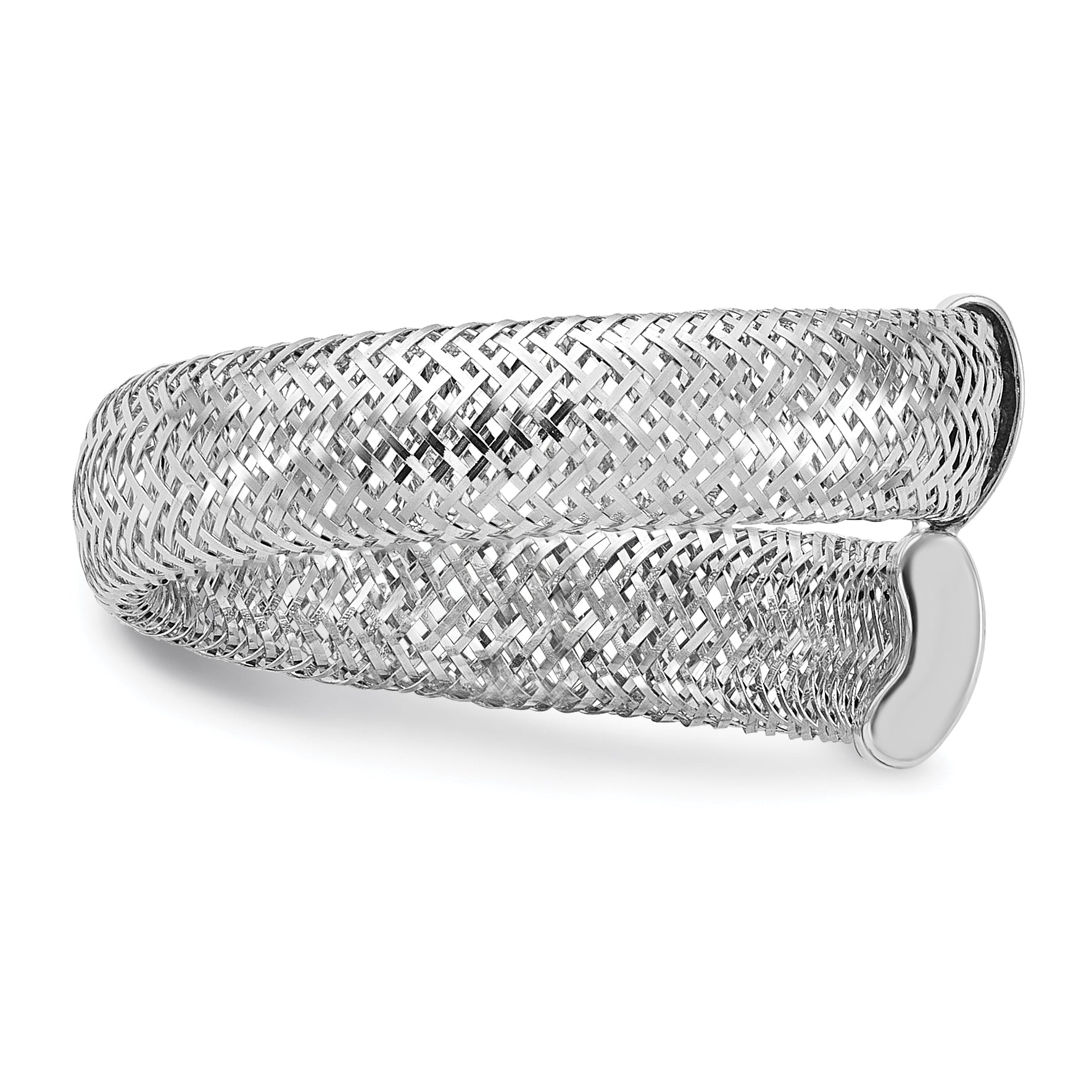 14K w/Rhodium Mesh Bypass Stretch Ring