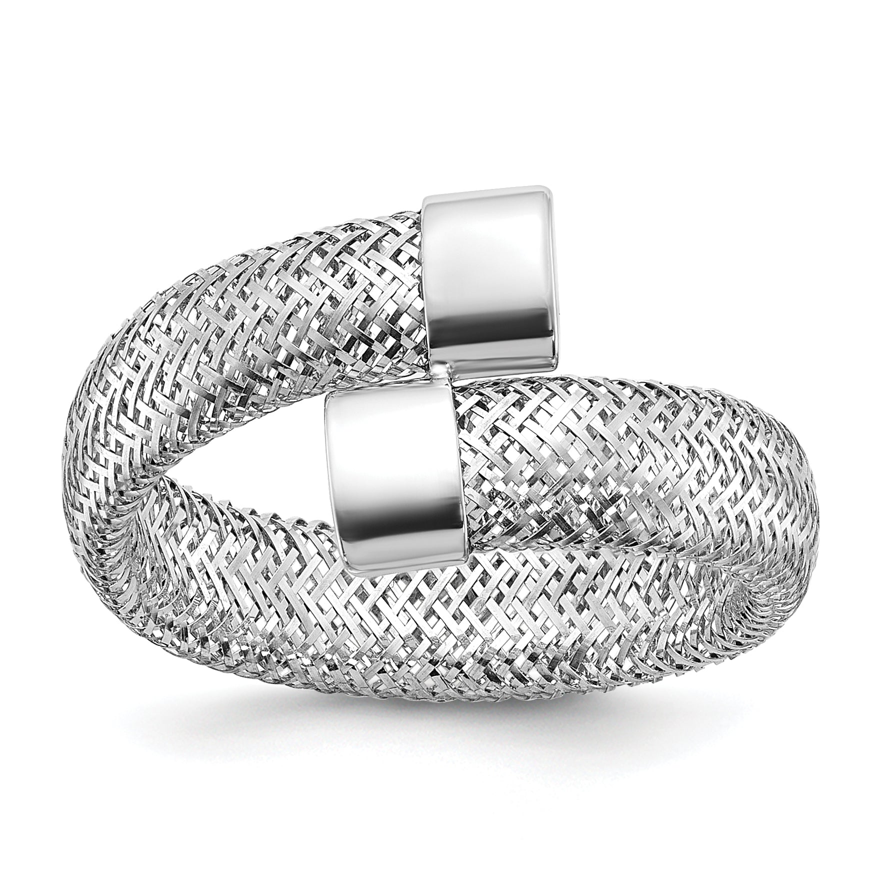 14K w/Rhodium Mesh Bypass Stretch Ring