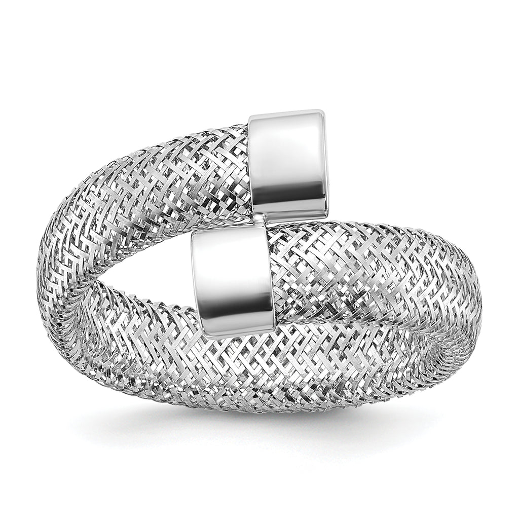 14K w/Rhodium Mesh Bypass Stretch Ring