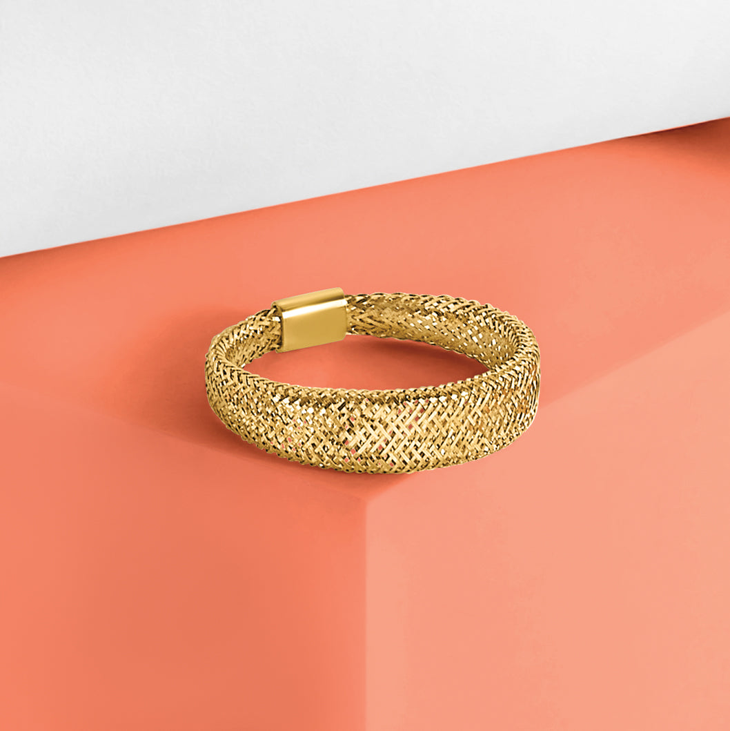 14K Mesh Tapered Stretch Ring