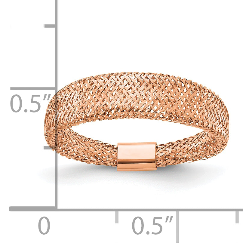 14K with Rose Gold Plating Mesh Tapered Stretch Ring