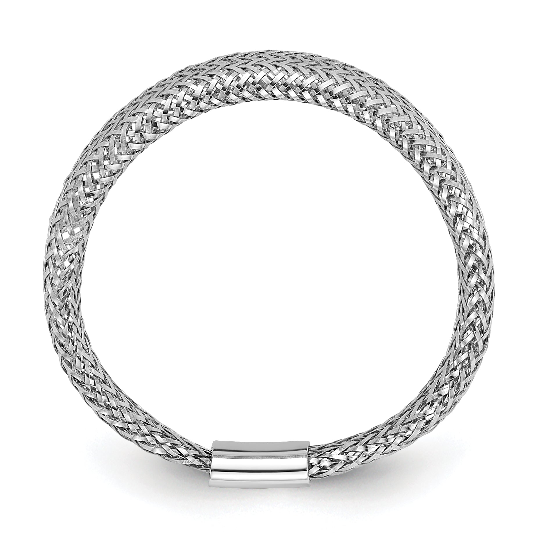 14K w/Rhodium Mesh Tapered Stretch Ring Secondary image