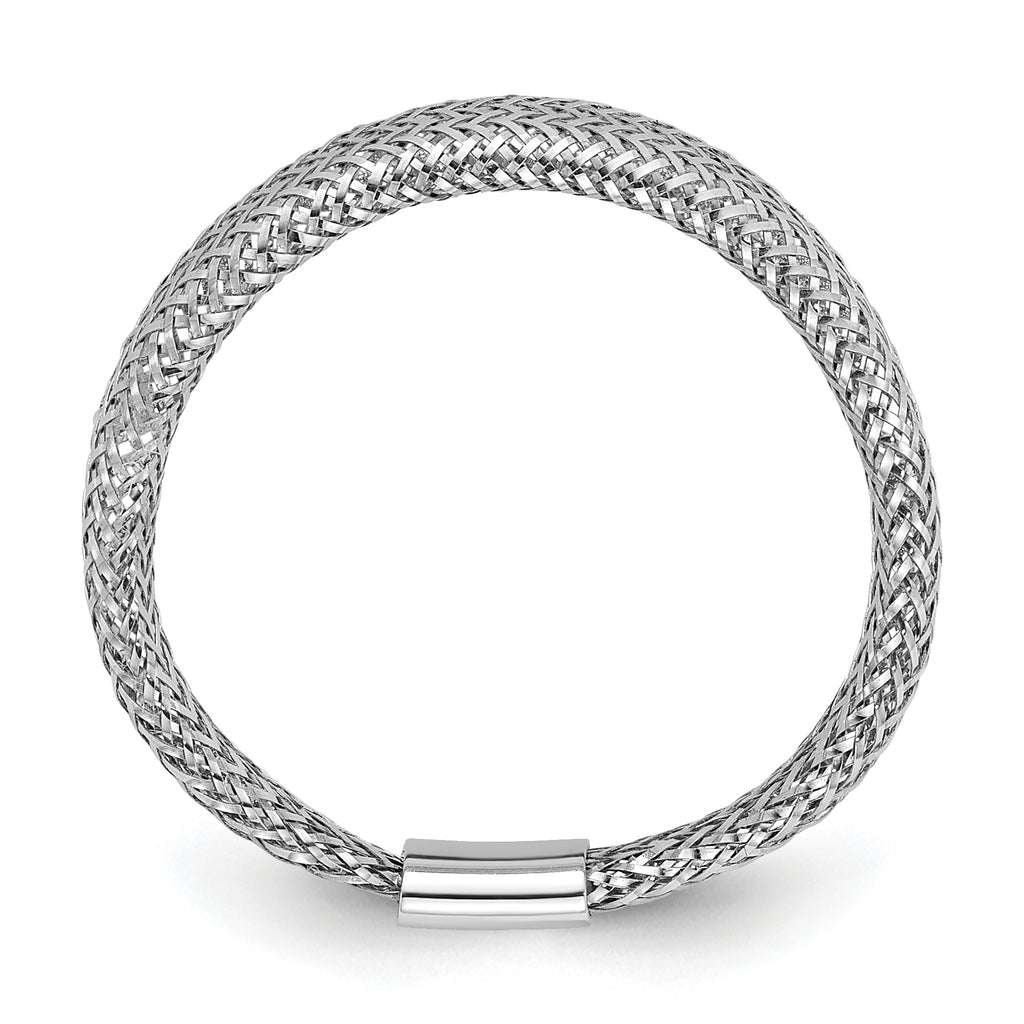 14K w/Rhodium Mesh Tapered Stretch Ring