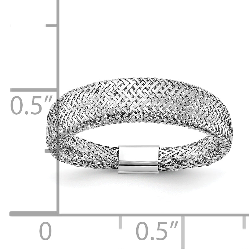 14K w/Rhodium Mesh Tapered Stretch Ring