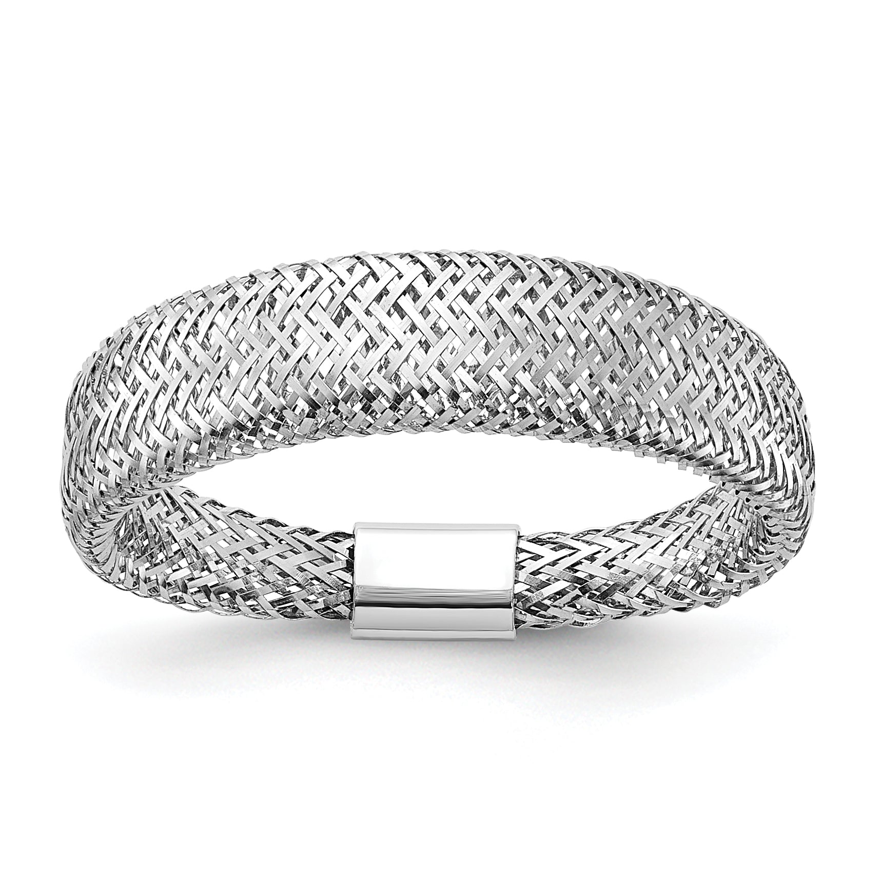 14K w/Rhodium Mesh Tapered Stretch Ring Main image