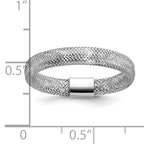 14K w/White Rhodium Plating Polished Mesh Stretch Ring