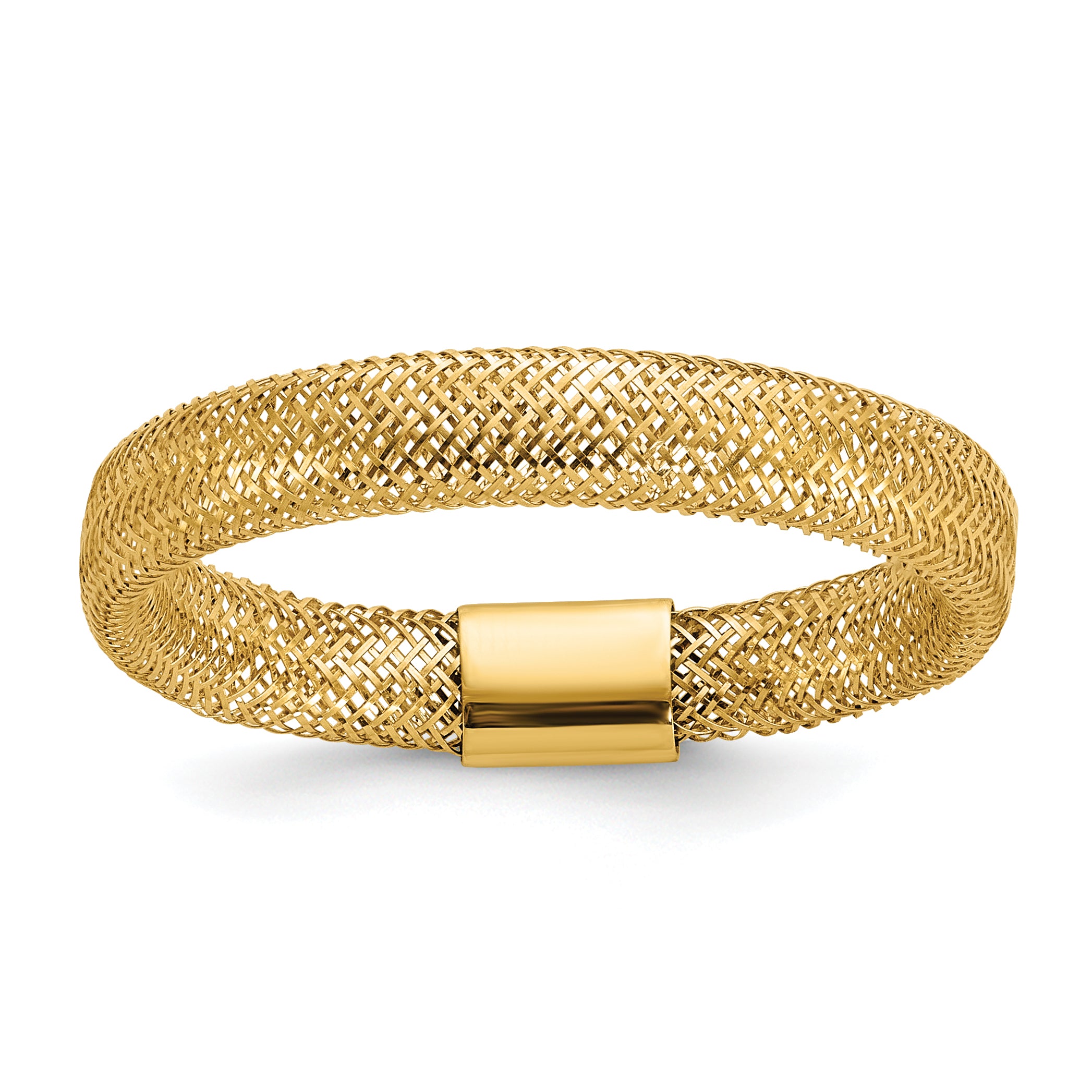 14K Polished Mesh Stretch Ring Main image
