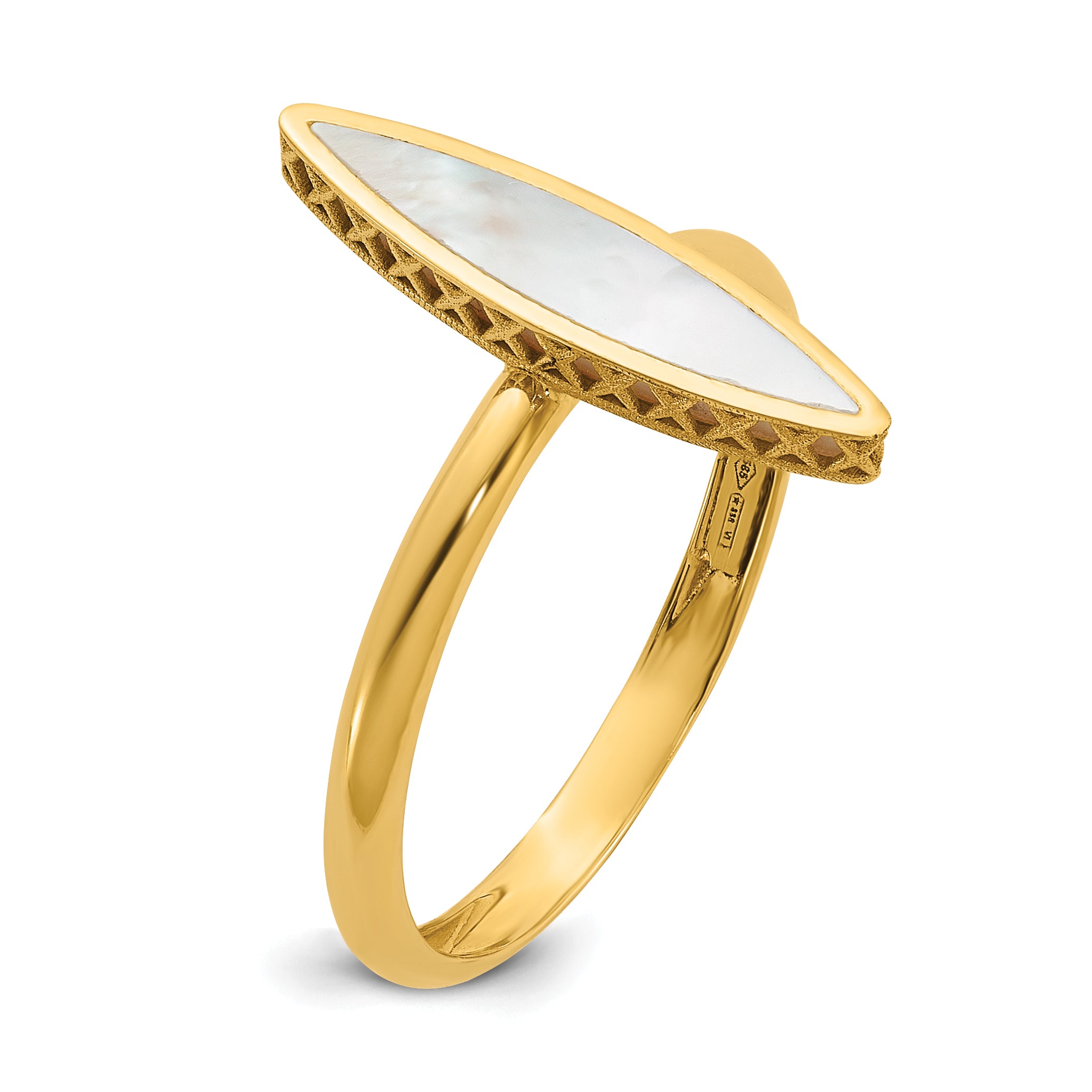14K Polished Mother of Pearl Fancy Ring