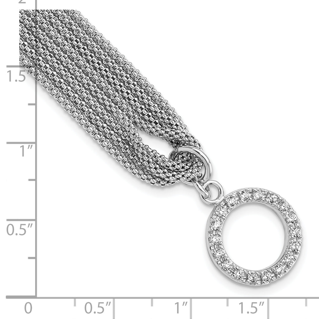 Sterling Silver Rhodium-plated Multi-strand Cubic Zirconia Toggle Bracelet for Women