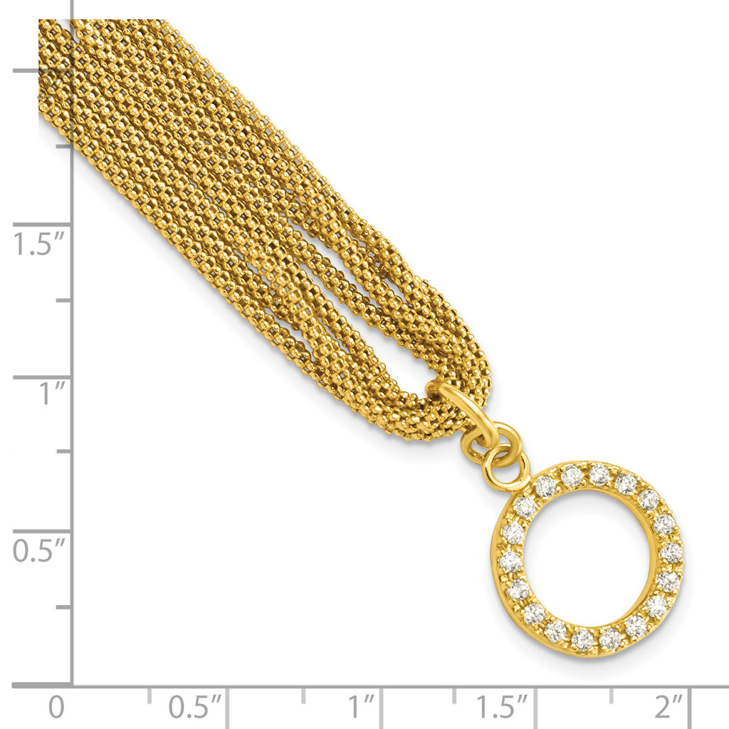 Sterling Silver Gold-tone Multi-strand Cubic Zirconia Toggle Bracelet