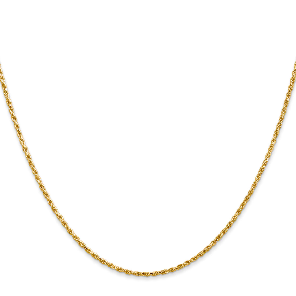 14K 1.3mm Diamond-cut Solid Machine Made Rope with Lobster Clasp Chain