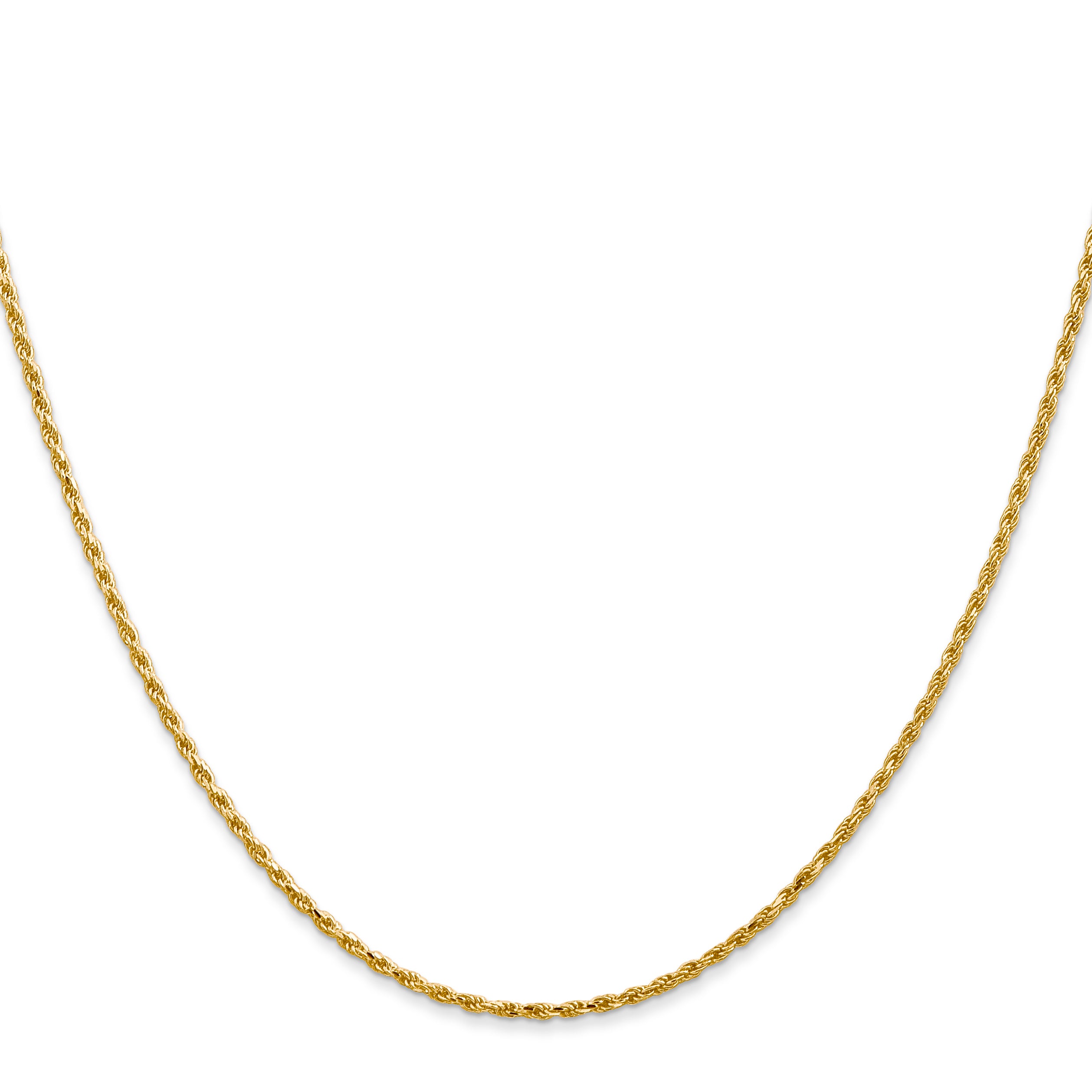 14K 1.3mm Diamond-cut Solid Machine Made Rope with Lobster Clasp Chain