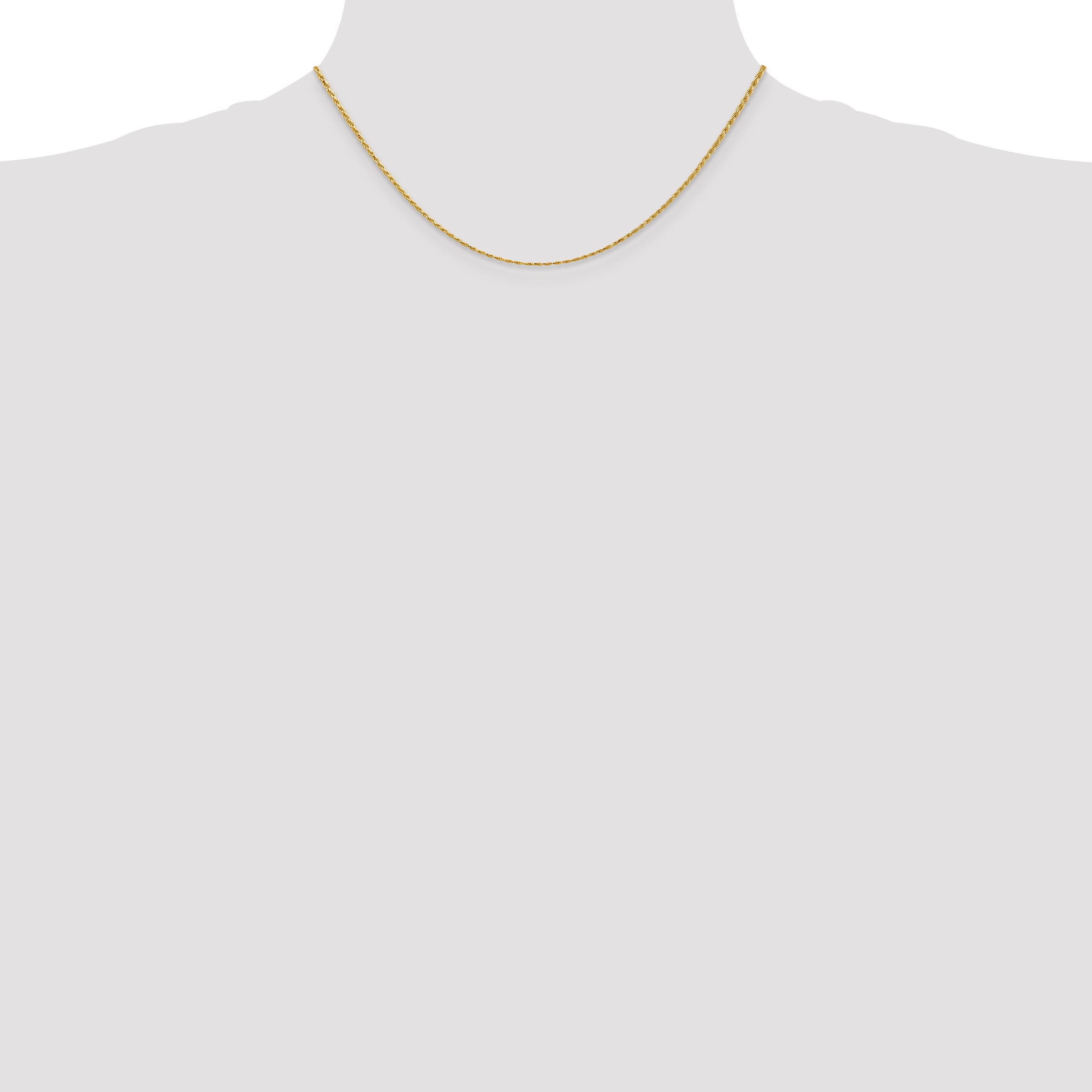 14K 1.3mm Diamond-cut Solid Machine Made Rope with Lobster Clasp Chain