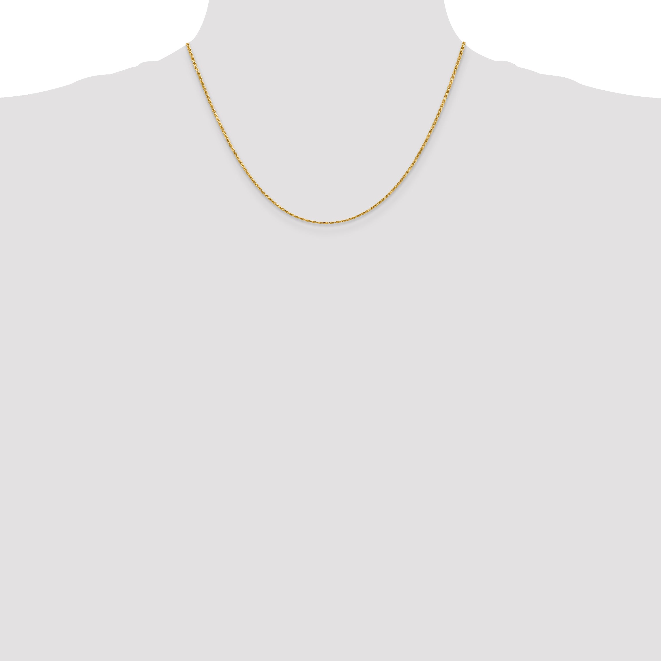14K 1.3mm Diamond-cut Solid Machine Made Rope with Lobster Clasp Chain
