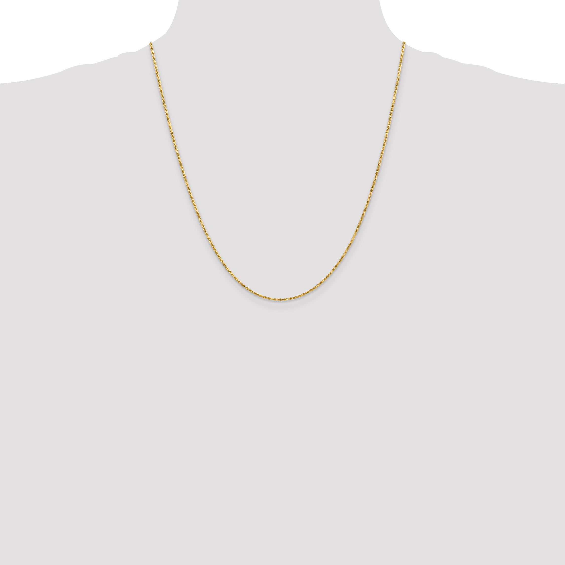 14K 1.3mm Diamond-cut Solid Machine Made Rope with Lobster Clasp Chain