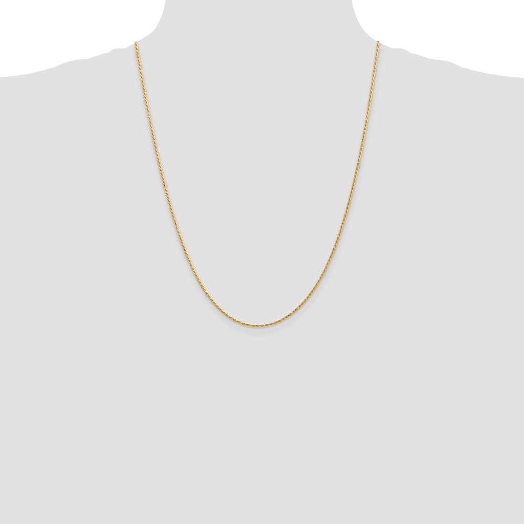 14K 1.3mm Diamond-cut Solid Machine Made Rope with Lobster Clasp Chain