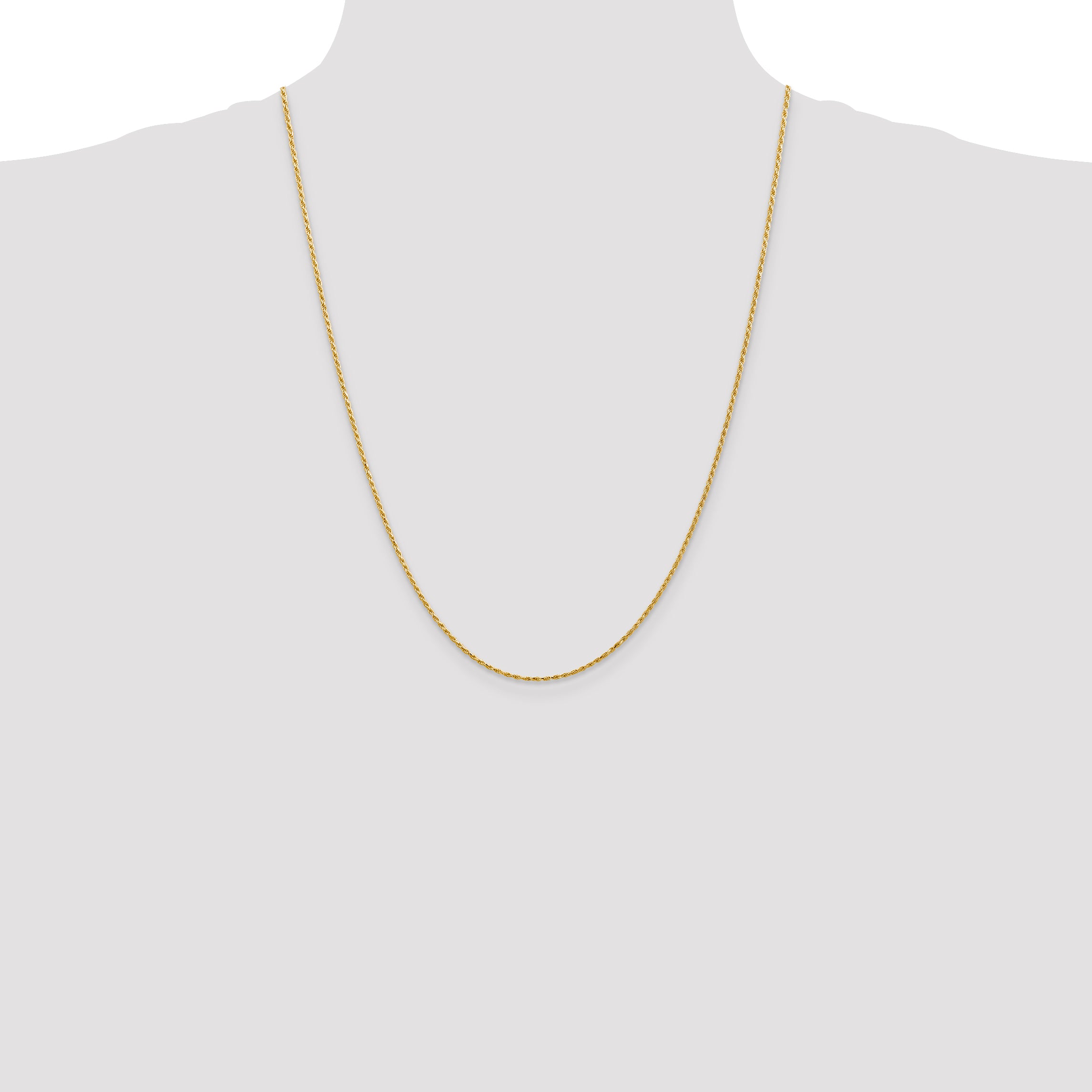 14K 1.3mm Diamond-cut Solid Machine Made Rope with Lobster Clasp Chain