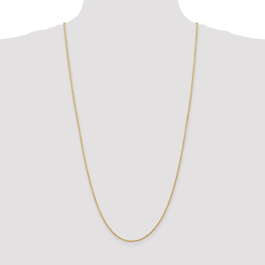 14K 1.3mm Diamond-cut Solid Machine Made Rope with Lobster Clasp Chain