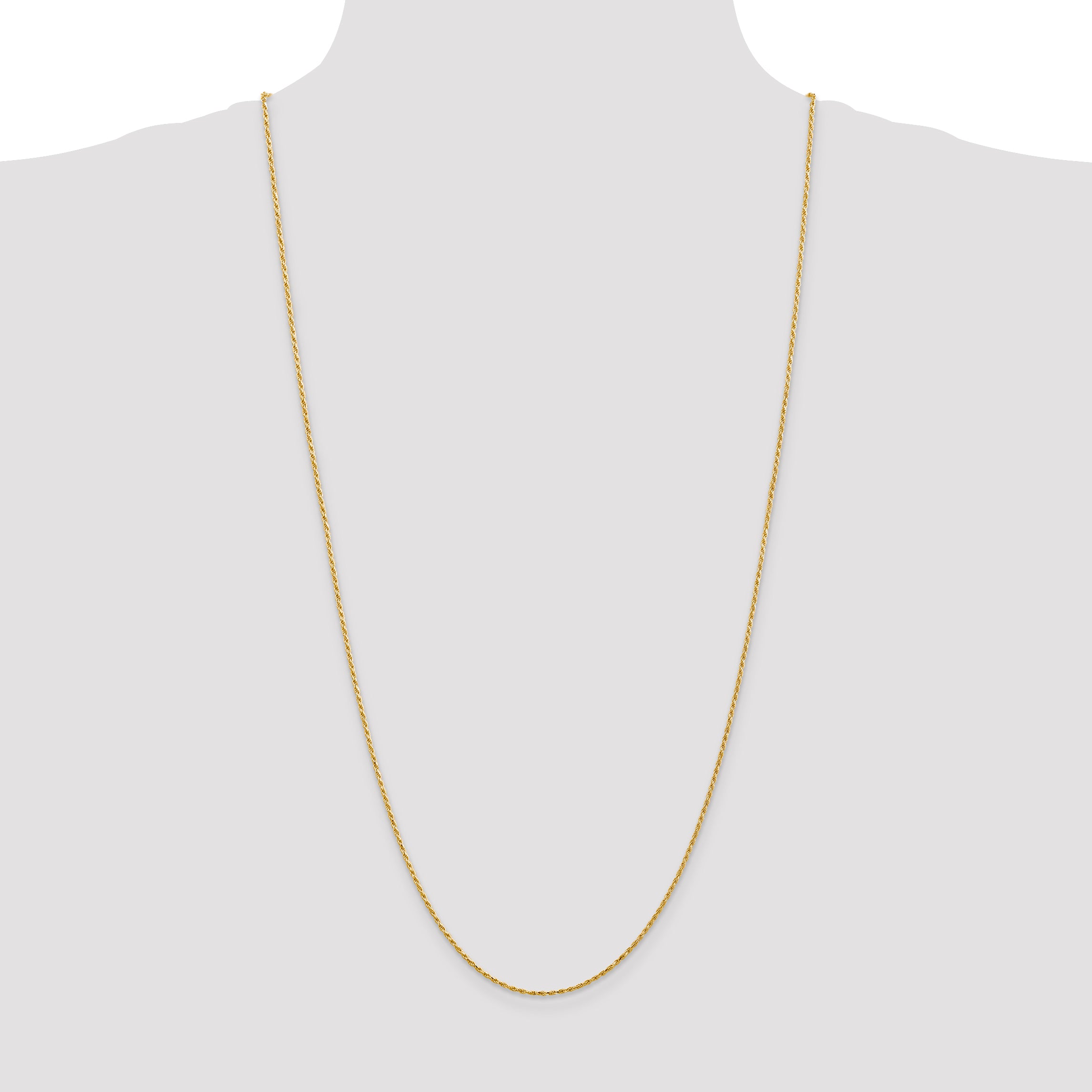 14K 1.3mm Diamond-cut Solid Machine Made Rope with Lobster Clasp Chain