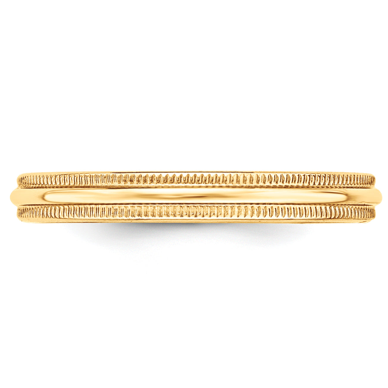 14K Yellow Gold Milgrain Half-Round Wedding Band 3mm