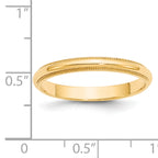 14k Yellow Gold 3mm Milgrain Half Round Wedding Band