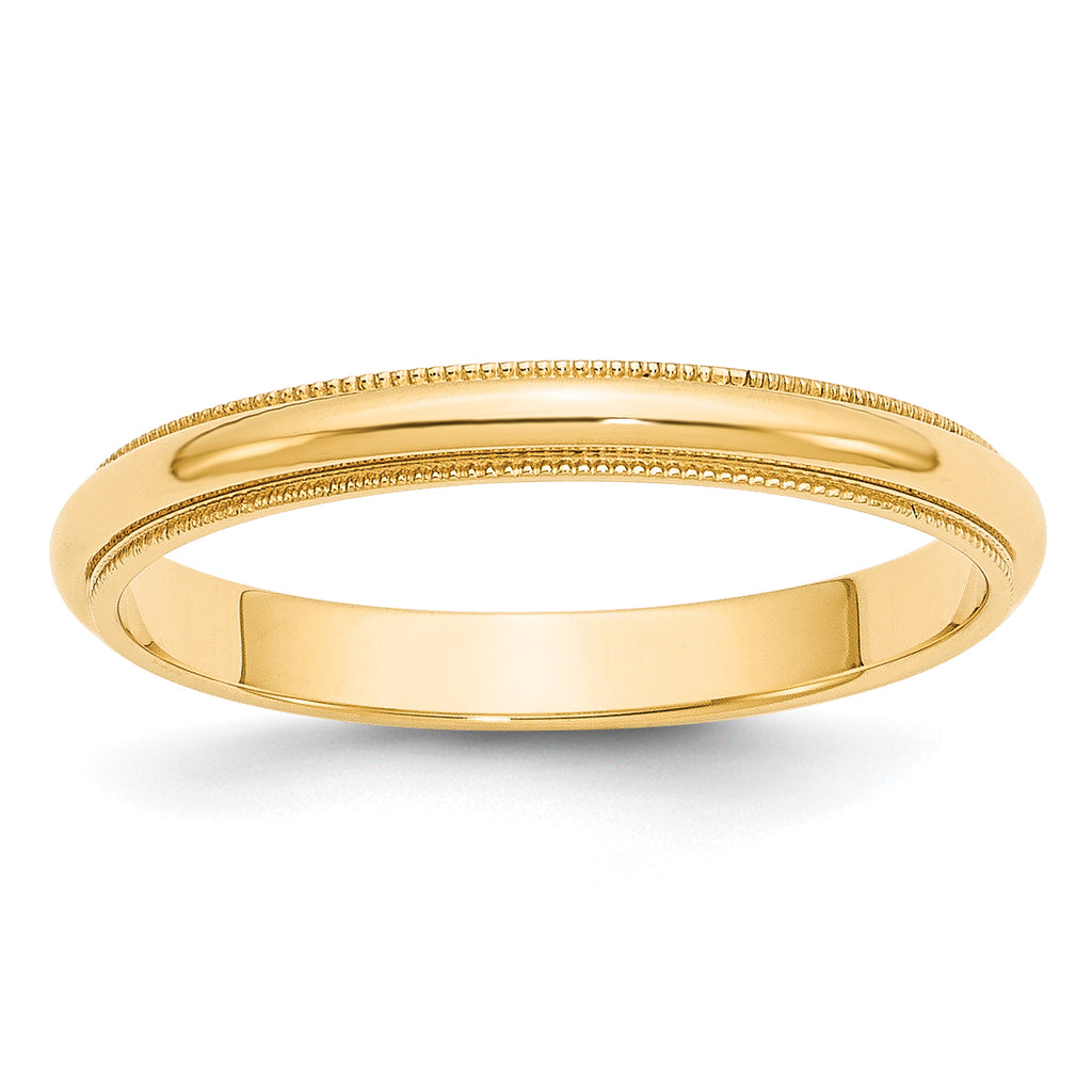 14k Yellow Gold 3mm Milgrain Half Round Wedding Band