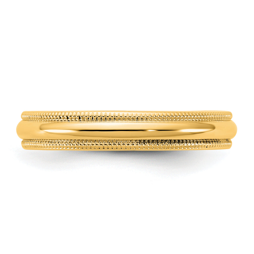 10KY 3.5mm Milgrain Half Round Band Size 14