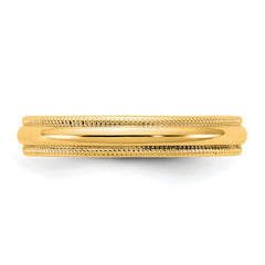 10KY 3.5mm Milgrain Half Round Band Size 14