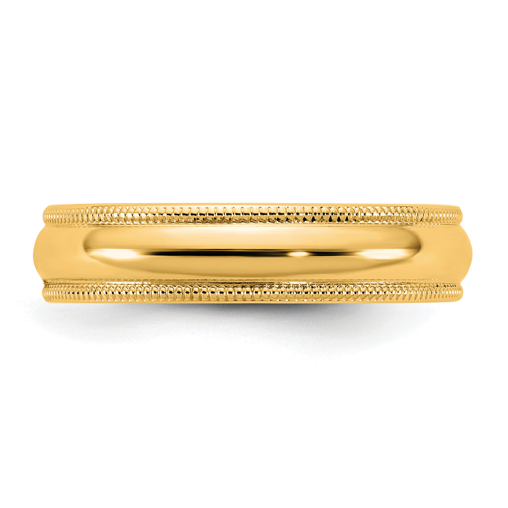 4.5mm 10K Yellow Gold Milgrain Half Round Wedding Band - Sophia Jewelers