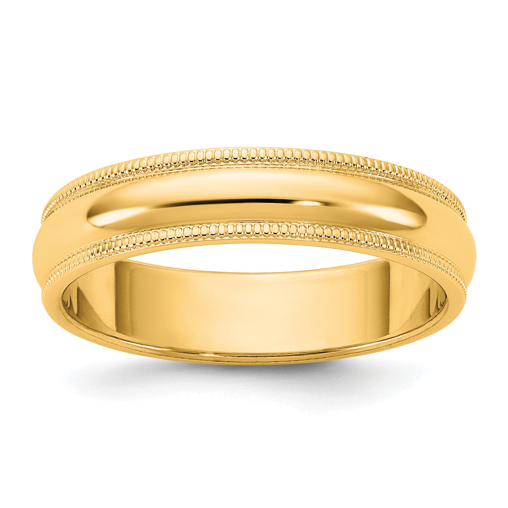 14KY 4.5mm Milgrain Half Round Band Size 14