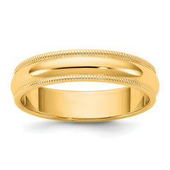 10KY 4.5mm Milgrain Half Round Band Size 14