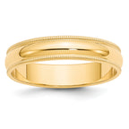 14k Yellow Gold 5mm Milgrain Half Round Wedding Band