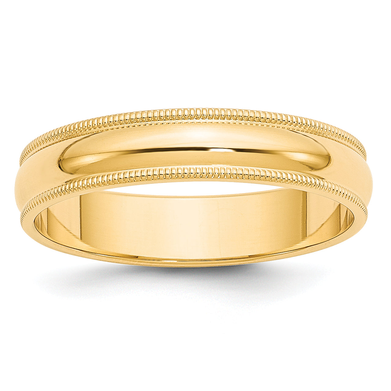 14k Yellow Gold 5mm Milgrain Half Round Wedding Band