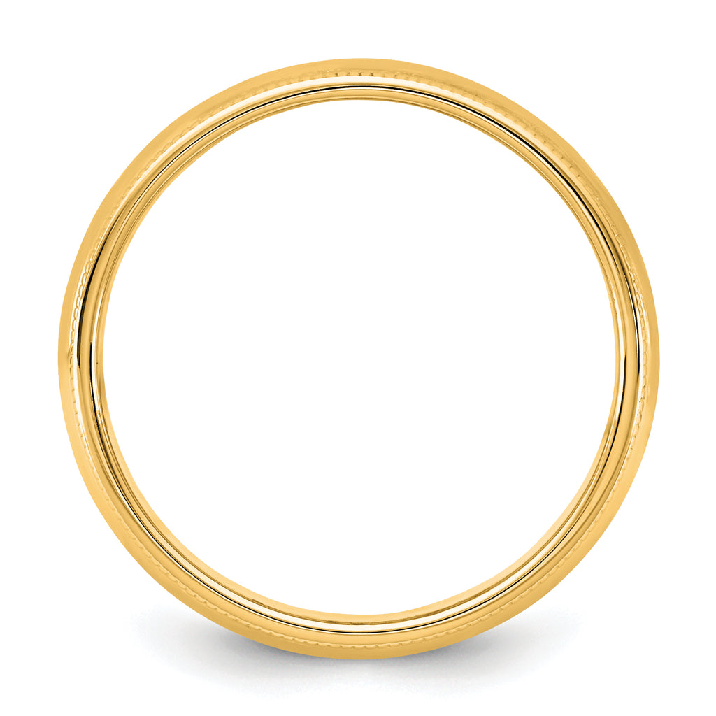 14KY 5.5mm Milgrain Half Round Band Size 14