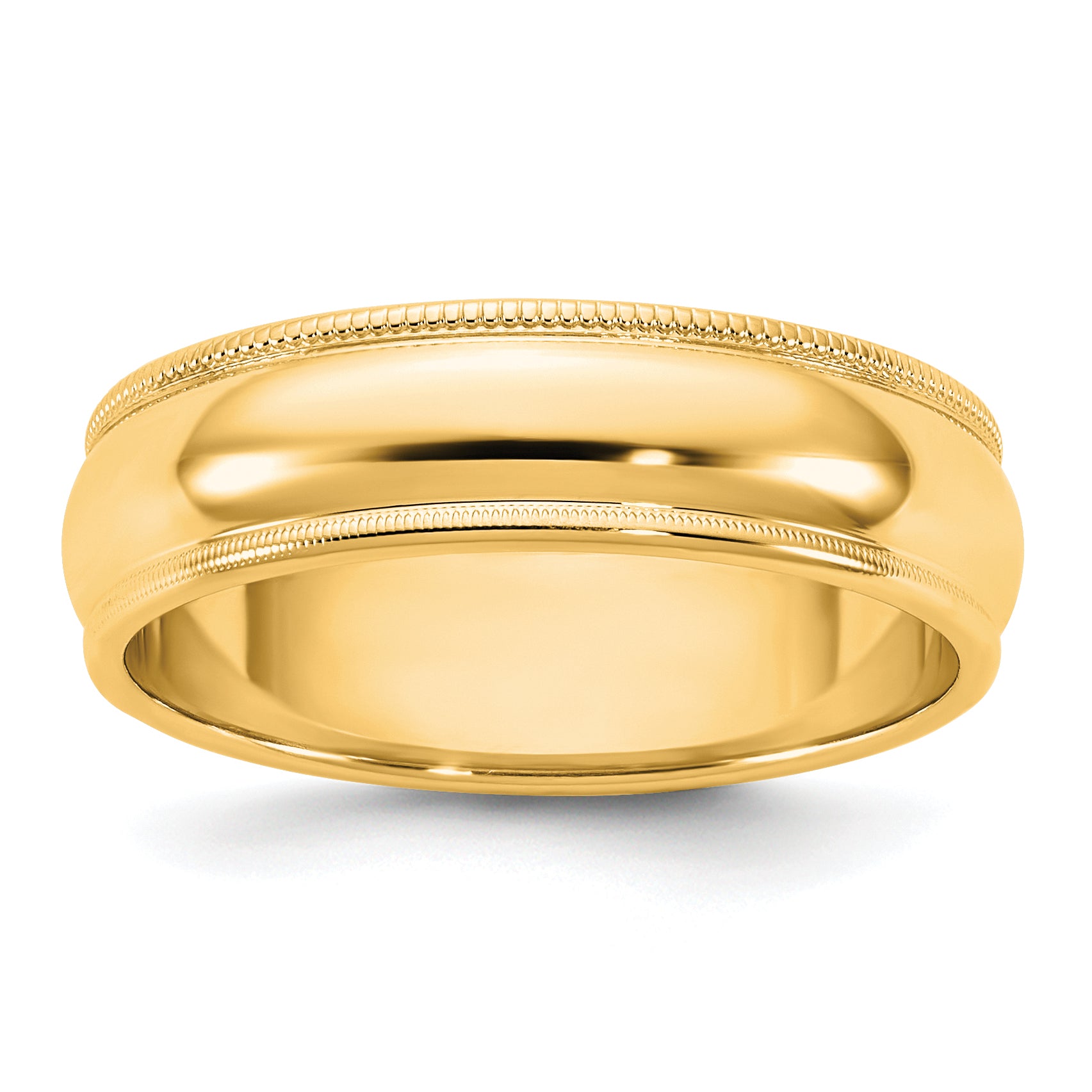 14KY 5.5mm Milgrain Half Round Band Size 14
