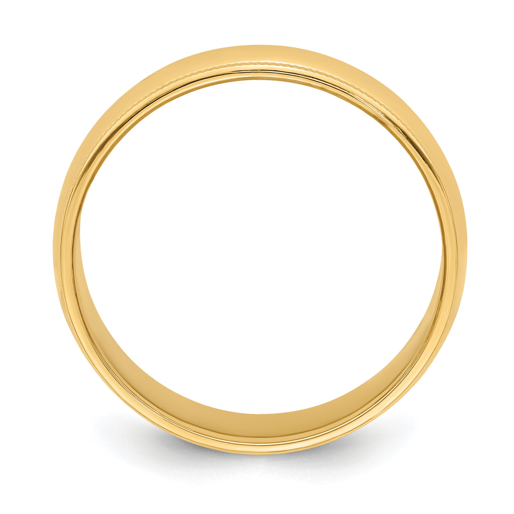14K Yellow Gold Milgrain Half-Round Wedding Band 6mm