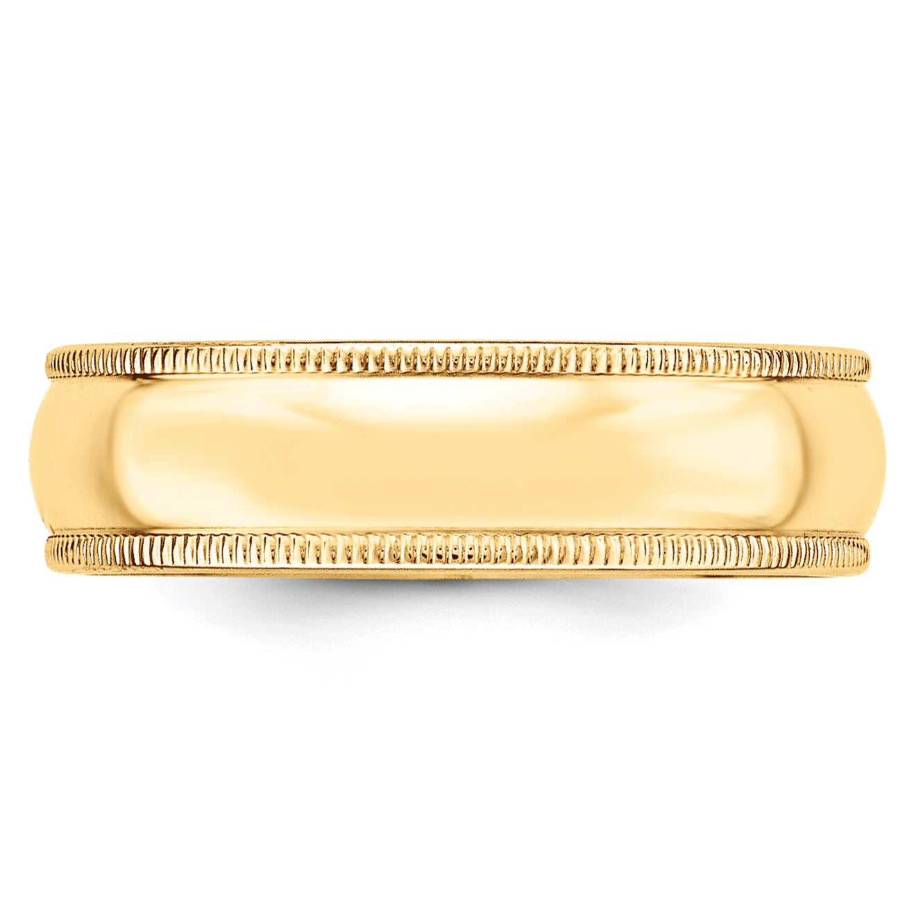 Sterling Silver Gold-plated 6mm Half Round Milgrain Size 10 Band