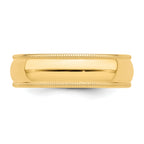 Sterling Silver Gold-plated 6mm Half Round Milgrain Size 10 Band