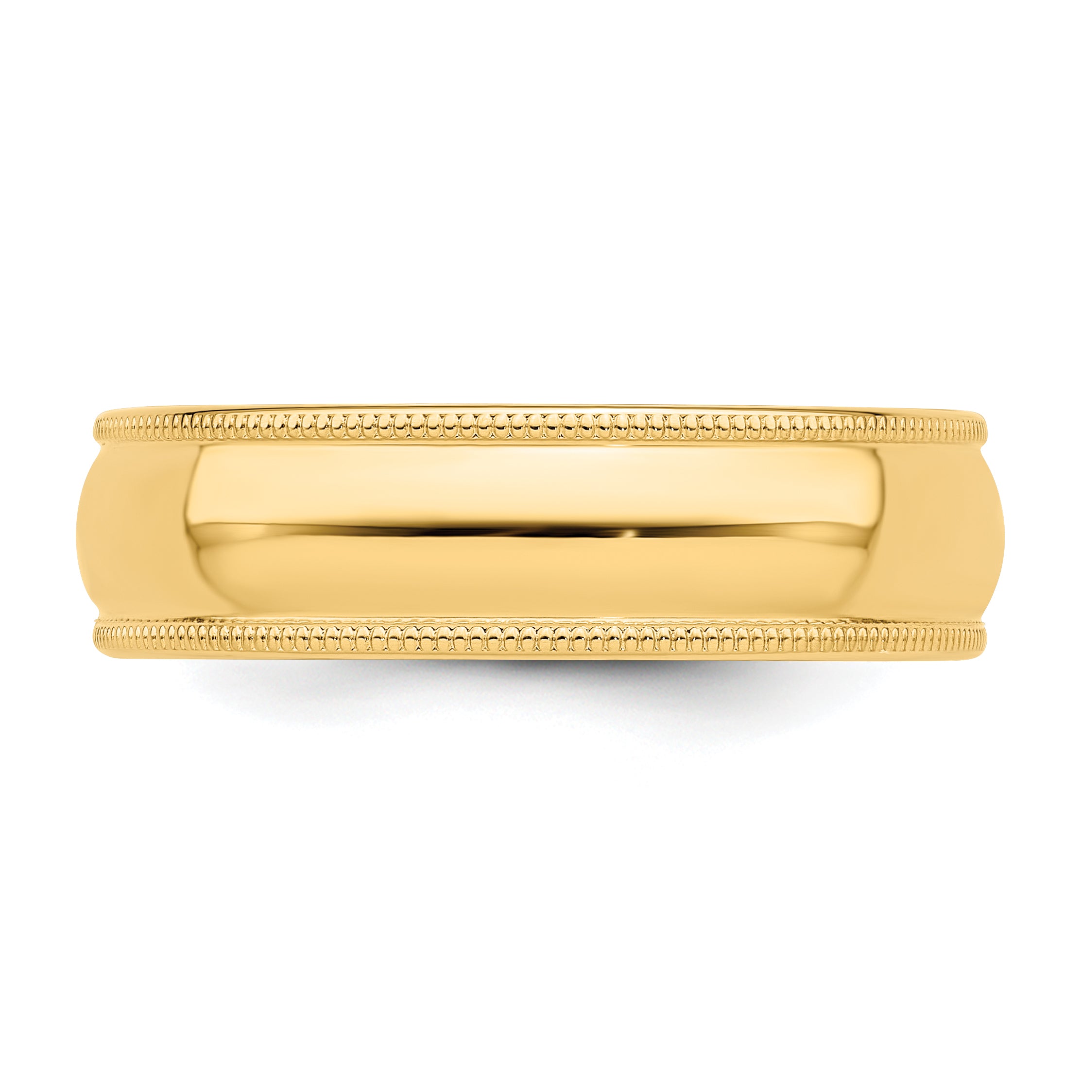 14K Yellow Gold Milgrain Half-Round Wedding Band 6mm